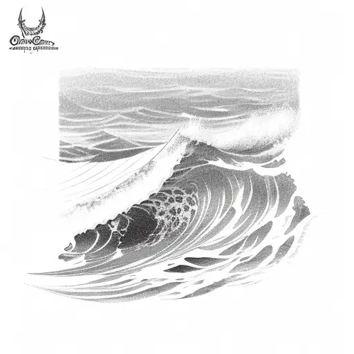 Ocean Wave, surfboard, poison bottle tattoo design idea
