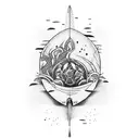 surfboard, poison bottle tattoo design idea