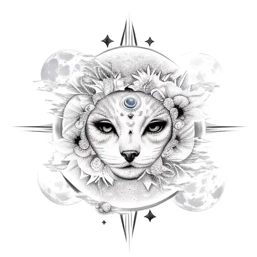 spine tattoo, women, sensual, gemini, flowers, moon, sun, dog, stars tattoo design idea