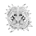 spine tattoo, women, sensual, gemini, flowers, moon, sun, dog, stars tattoo design idea