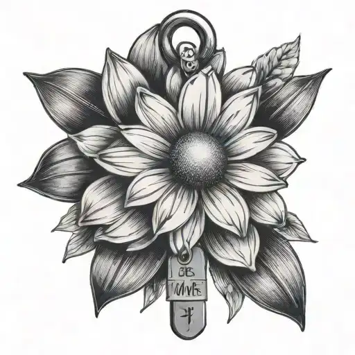 Daisy Flower with a dog tag that has the words The Night We Met inscribed on it  tattoo design idea