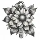 Daisy Flower with a dog tag that has the words The Night We Met inscribed on it  tattoo design idea
