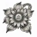 Daisy Flower with a dog tag that has the words The Night We Met inscribed on it  tattoo design idea