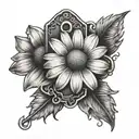 Daisy Flower with a dog tag that has the words The Night We Met inscribed on it  tattoo design idea