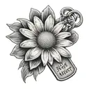 Daisy Flower with a dog tag that has the words The Night We Met inscribed on it  tattoo design idea