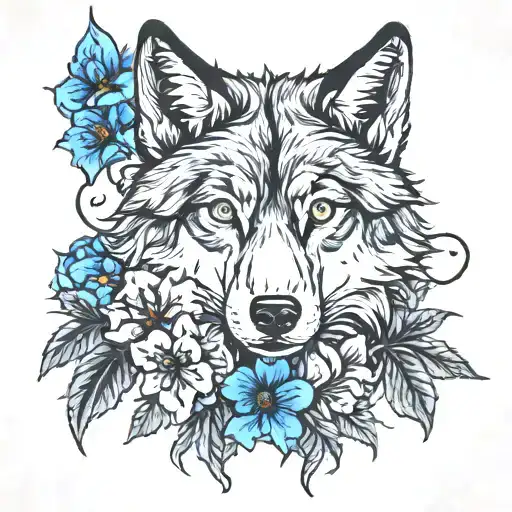 wolf delphinium  tattoo design idea