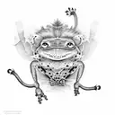 buffalo cactus monkey frog tattoo design idea