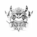 buffalo cactus monkey frog tattoo design idea