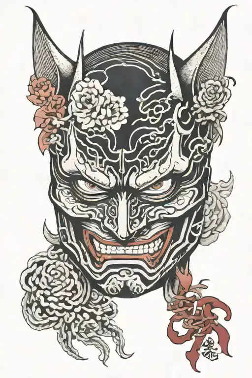 yokai batman samurai mask tattoo design idea
