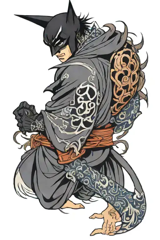 yokai batman looking tattoo design idea