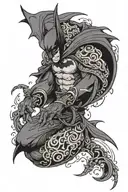 yokai batman looking tattoo design idea