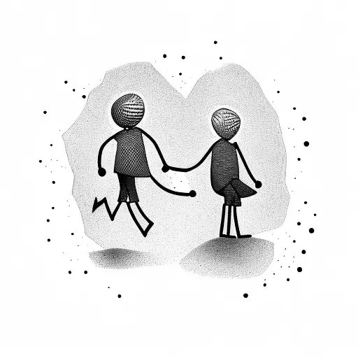 father son stickman soccer holding hands tattoo design idea