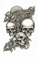 osiris sleeve tattoo surronded by skulls  tattoo design idea