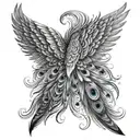 angel wings made of peacock feathers tattoo design idea