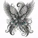 angel wings made of peacock feathers tattoo design idea