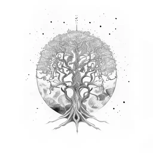 Yggdrasil tree with mimir tattoo design idea