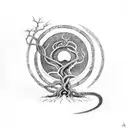 Yggdrasil tree with world serpent tattoo design idea