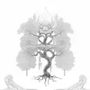 Yggdrasil tree with world serpent tattoo design idea