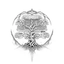 Yggdrasil tree with mimir tattoo design idea