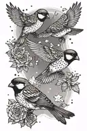 House Sparrows flying together tattoo design idea