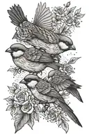 House Sparrows flying together tattoo design idea