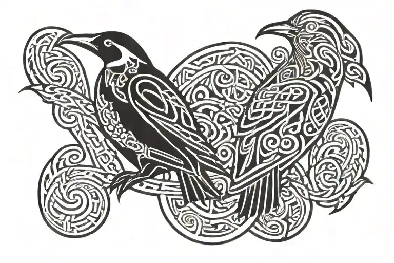 two celtic penguins loving each tattoo design idea