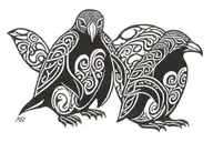 two celtic penguins   tattoo design idea
