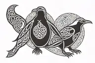 two celtic penguins   tattoo design idea