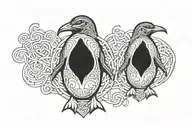 two celtic penguins   tattoo design idea