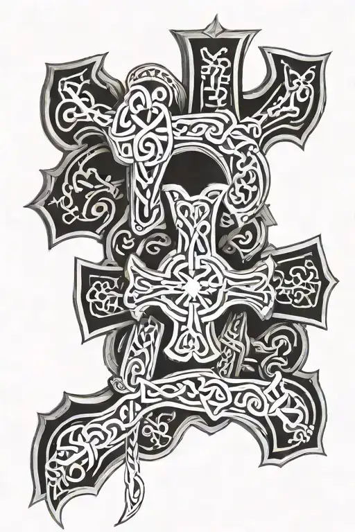 polish hussar Irish Celtic cross tattoo design idea