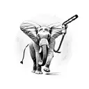 Elephant points north with its hose in compass tattoo design idea