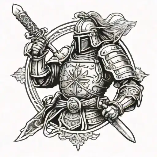 USMC samurai warrior Christian cross medieval knight tattoo design idea