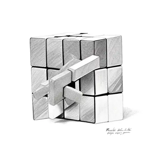 RUBIKS CUBE simple  tattoo design idea