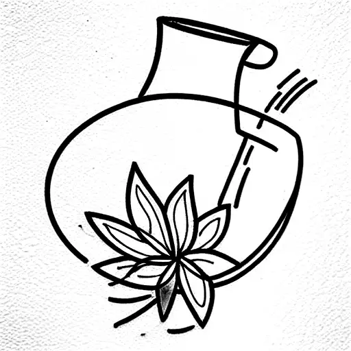 a broken vase rebuilt with tape and band aid and very beautiful flowers in it tattoo design idea