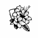 a broken vase rebuilt with tape and band aid and very beautiful flowers in it tattoo design idea