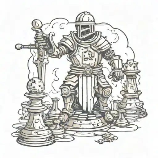 Knight chess piece zombie tattoo design idea