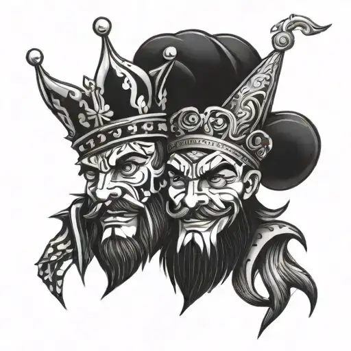 king and jester pair tattoos for tattoo design idea