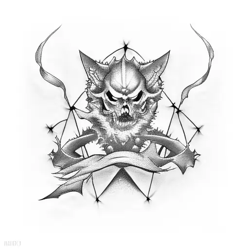rock in roll and mitology tattoo design idea
