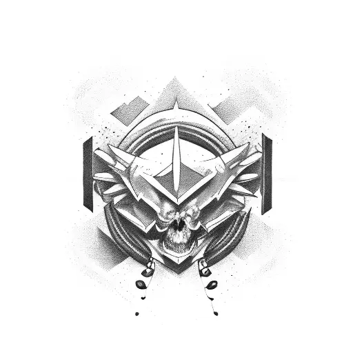 rock in roll and mitology tattoo design idea