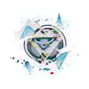 rock in roll and mitology tattoo design idea