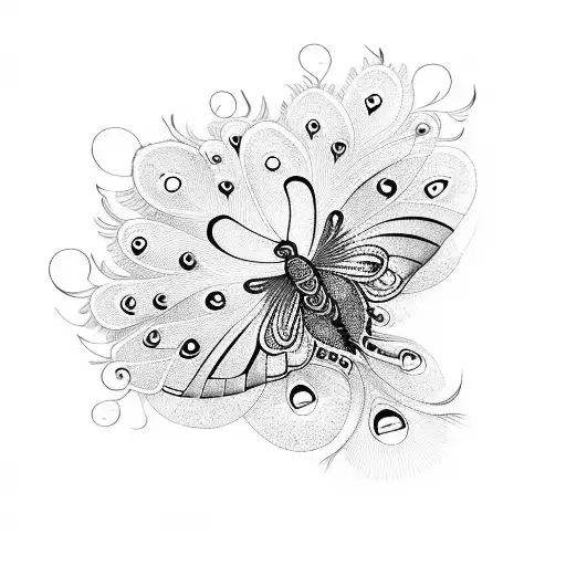peacock butterfly tattoo design idea