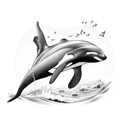 killer whales as piscess tattoo design idea