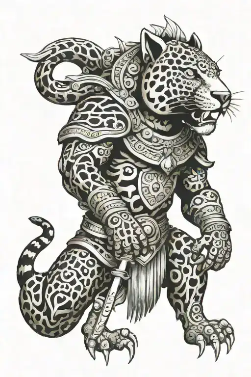 belizean jaguar warrior tattoo design idea