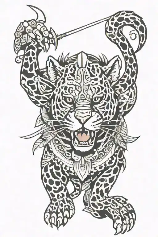 belizean jaguar warrior tattoo design idea