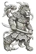 belizean jaguar warrior tattoo design idea