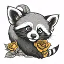 Donor heart red panda nursing lily yellow rose 48  tattoo design idea
