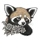 Donor heart red panda nursing lily yellow rose 48  tattoo design idea