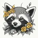 Donor heart red panda nursing lily yellow rose 48  tattoo design idea