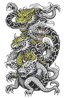 dragon and monkey and tiger japanese tattoo design idea