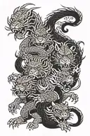dragon and monkey and tiger japanese tattoo design idea